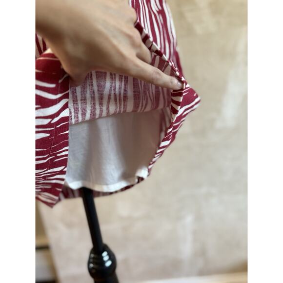 Max Mara 100% Linen Sheath Dress 6 Deep Berry Abstract Bold Minimalist Italian - Picture 15 of 15